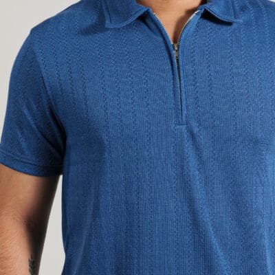 Blue Zipper Polo T-Shirt