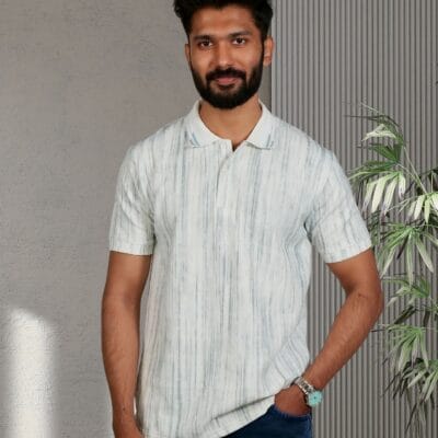 Light Blue Textured Polo T-Shirt