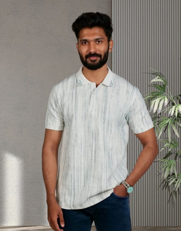 Light Blue Textured Polo T-Shirt