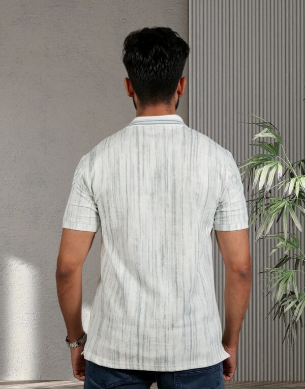 Light Blue Textured Polo T-Shirt - Image 6