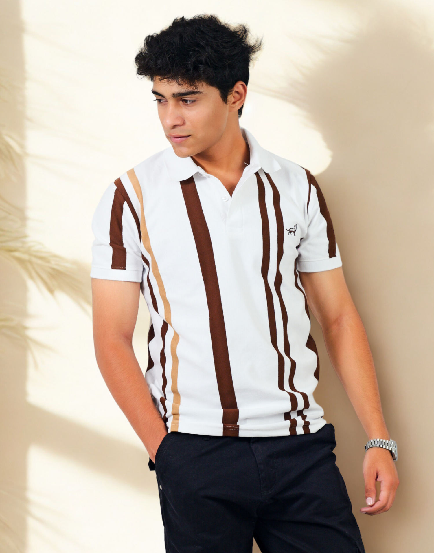Earth Tone Stripe Polo Tee - Image 3