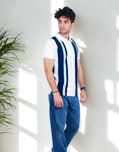 Zipper Stripe Polo Tee