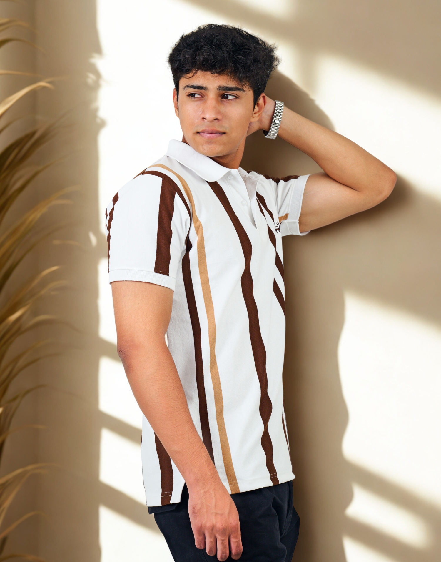 Earth Tone Stripe Polo Tee - Image 4