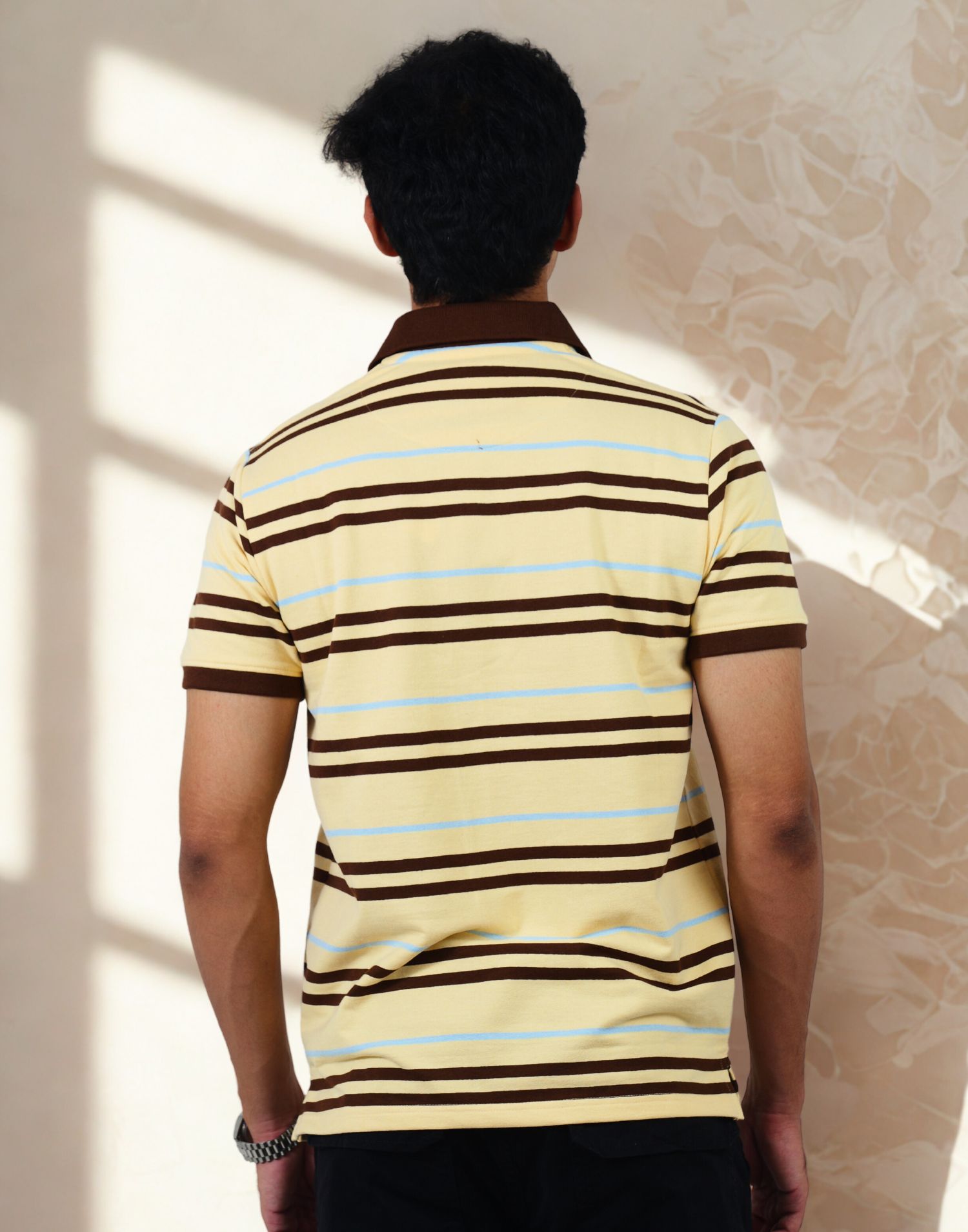 Brown Striped Polo T-shirt - Image 5