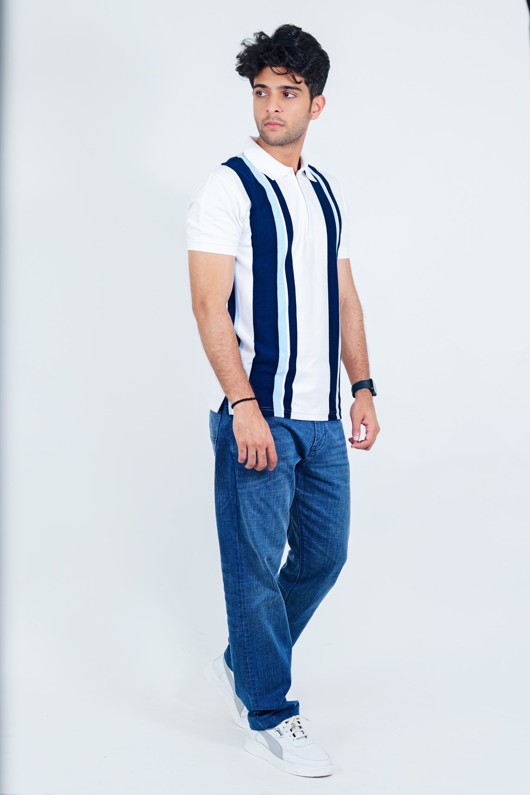 Zipper Stripe Polo Tee - Image 3
