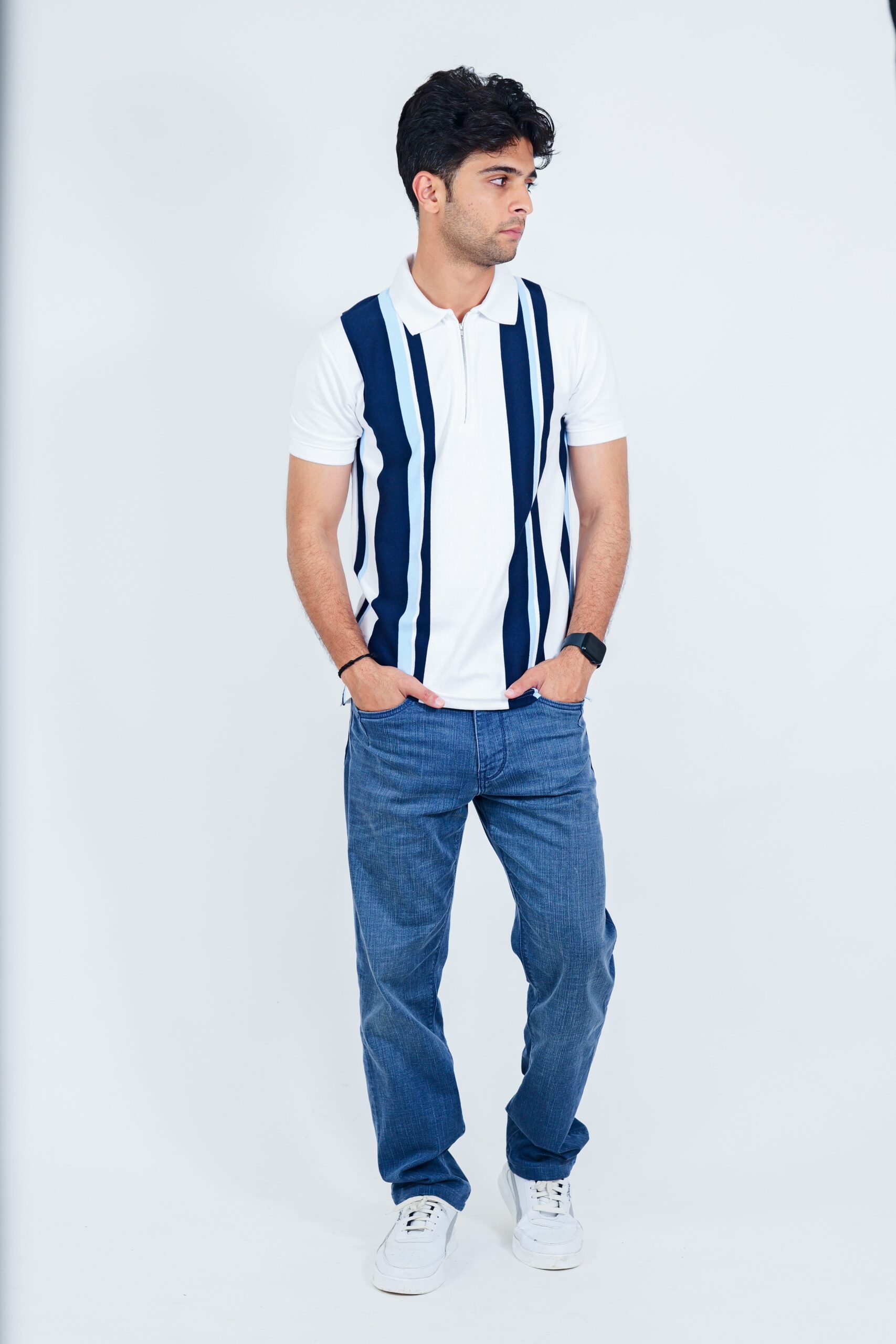 Zipper Stripe Polo Tee - Image 4