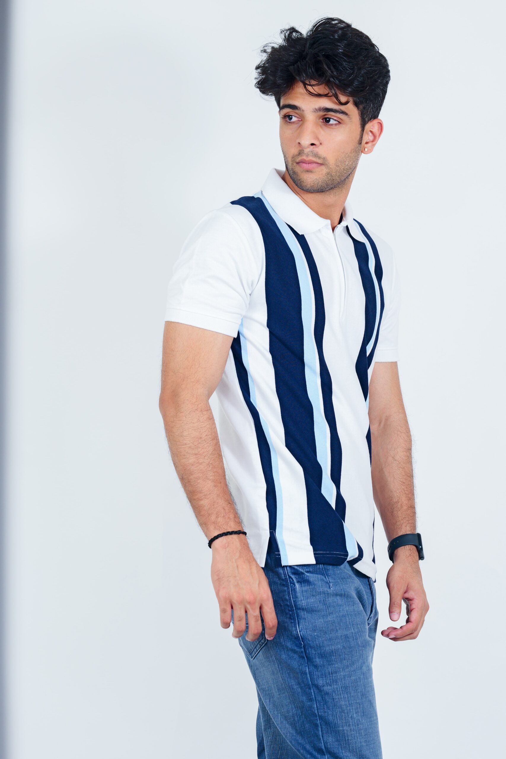 Zipper Stripe Polo Tee