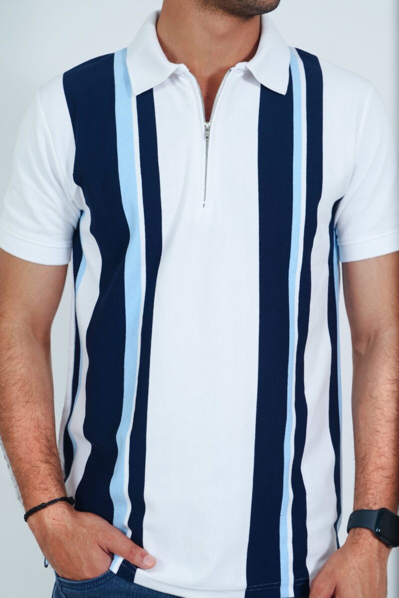 Zipper Stripe Polo Tee - Image 2