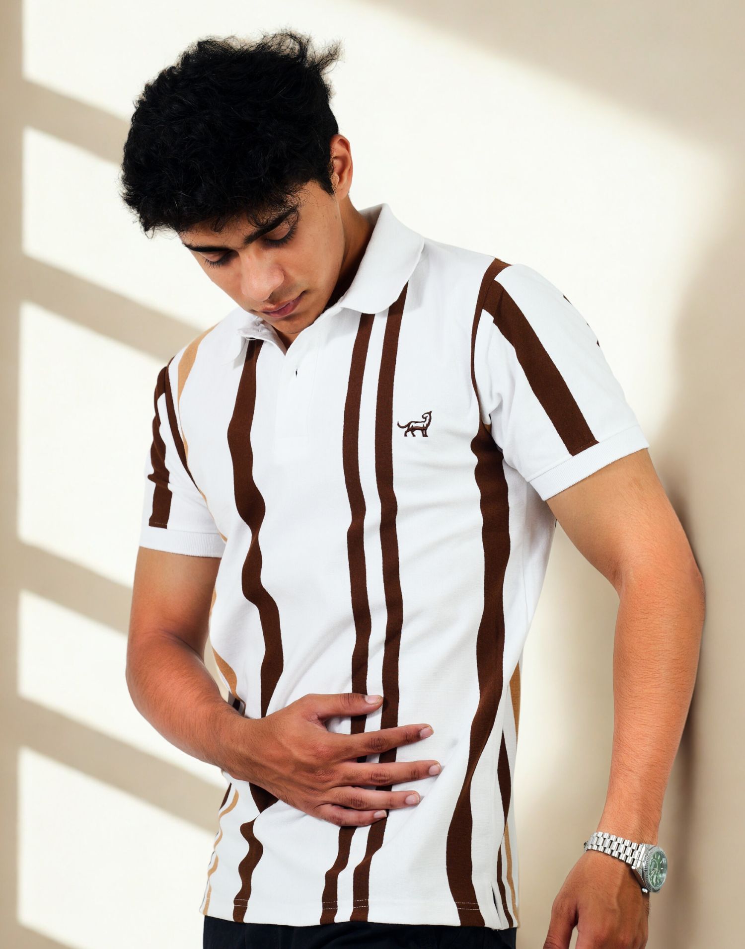 Earth Tone Stripe Polo Tee - Image 2