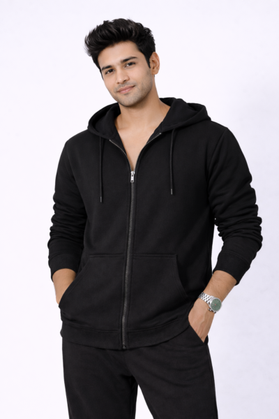 Zippper Hoodies Black