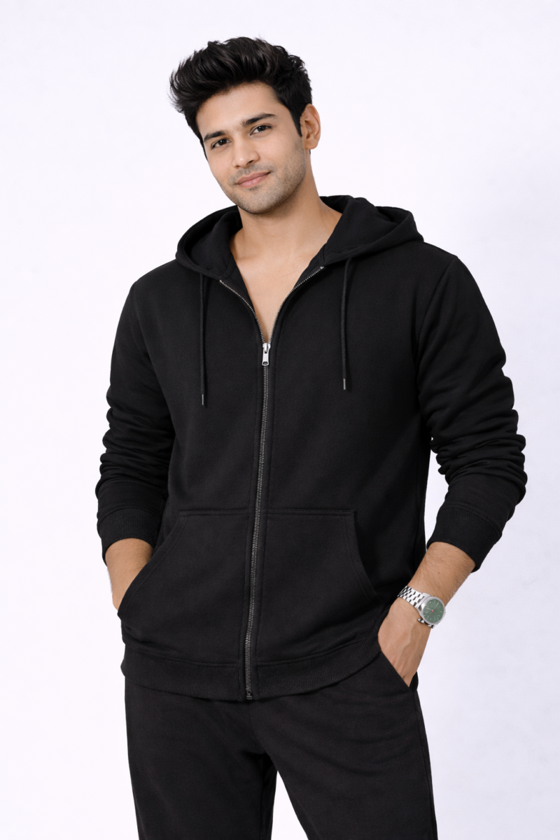 Zippper Hoodies Black