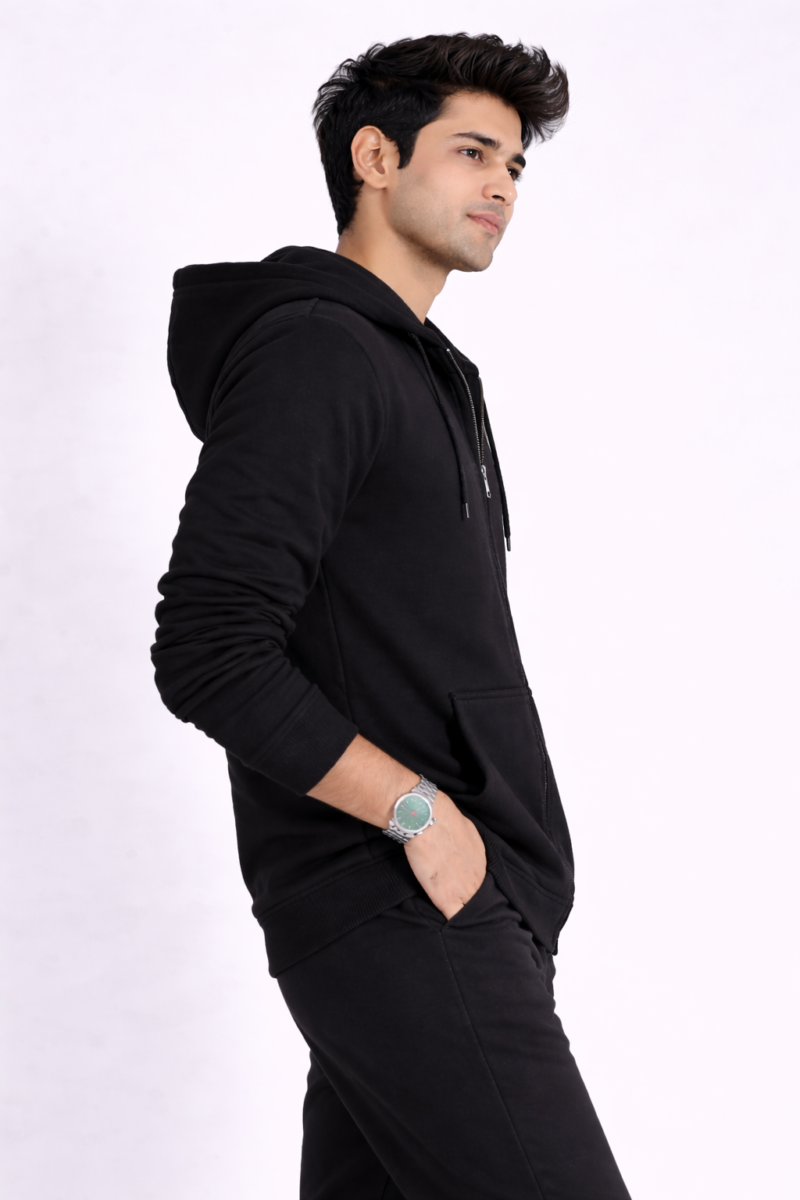 Zippper Hoodies Black