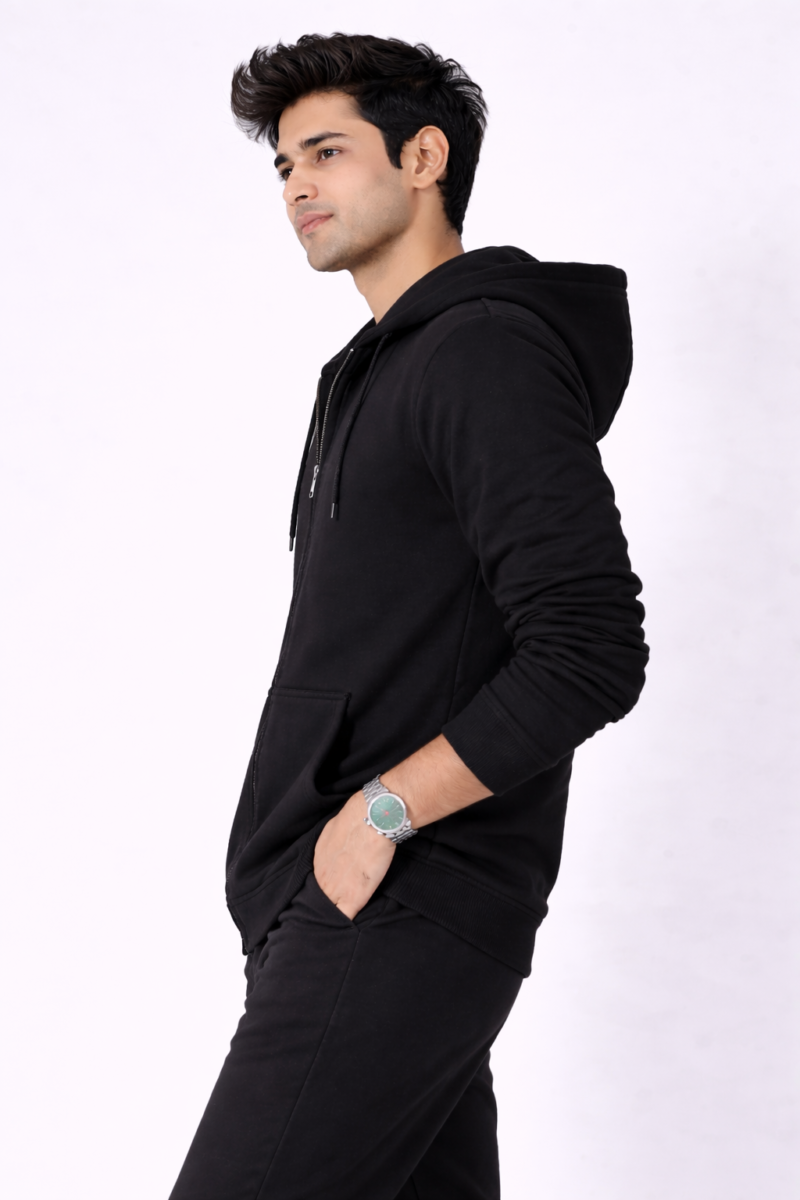 Zippper Hoodies Black