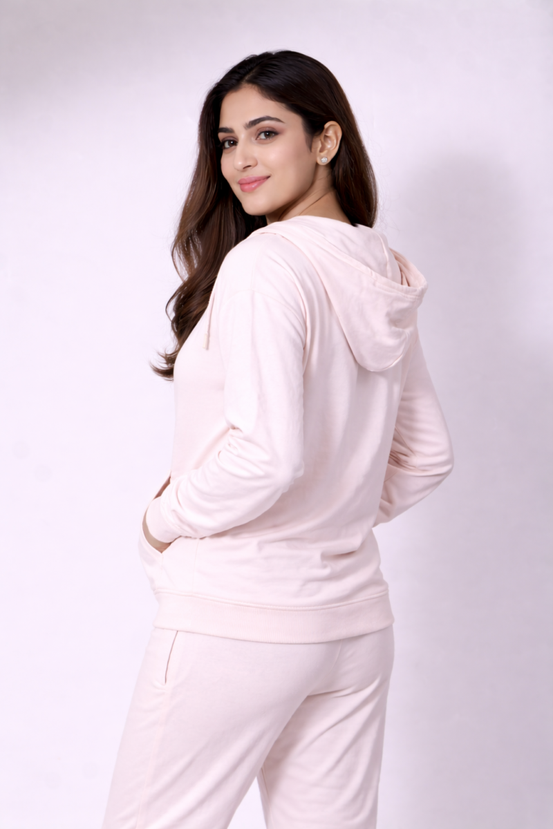 Zippper Hoodies Light Pink