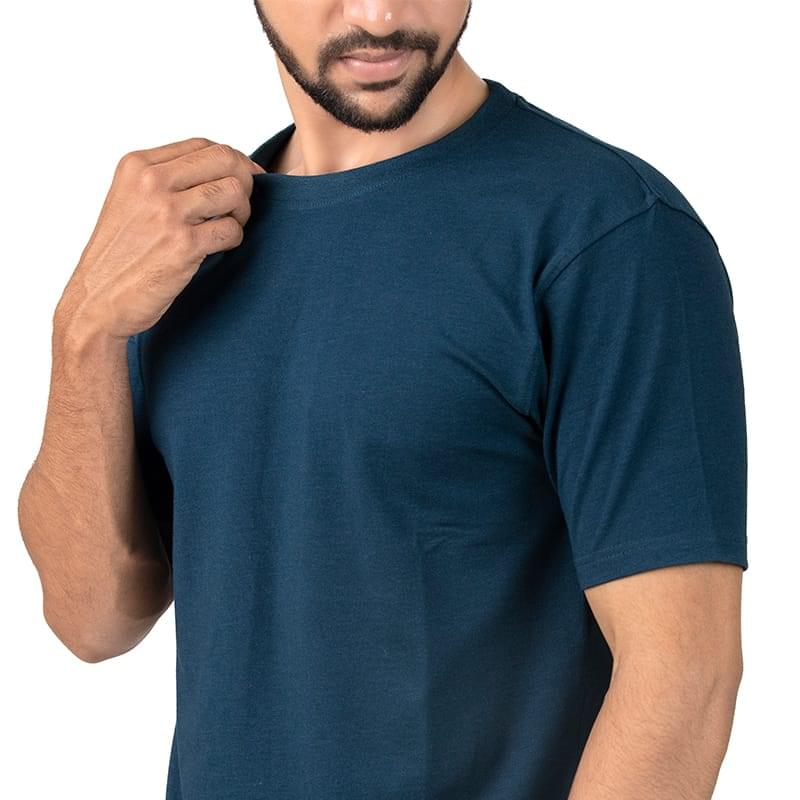 Crew Neck Navy Milange T-shirt - Image 3