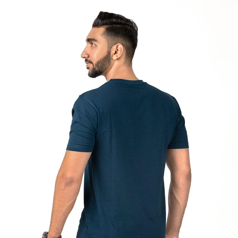 Crew Neck Navy Milange T-shirt - Image 4