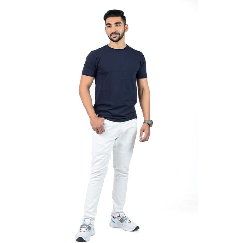 Crew Neck Navy Blazer T-shirt - Image 4