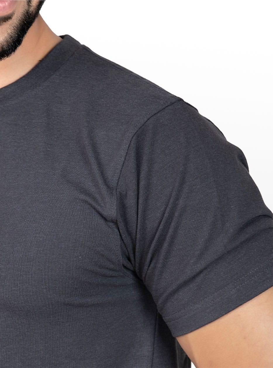 Crew Neck Charcoal Milange T-shirt - Image 3