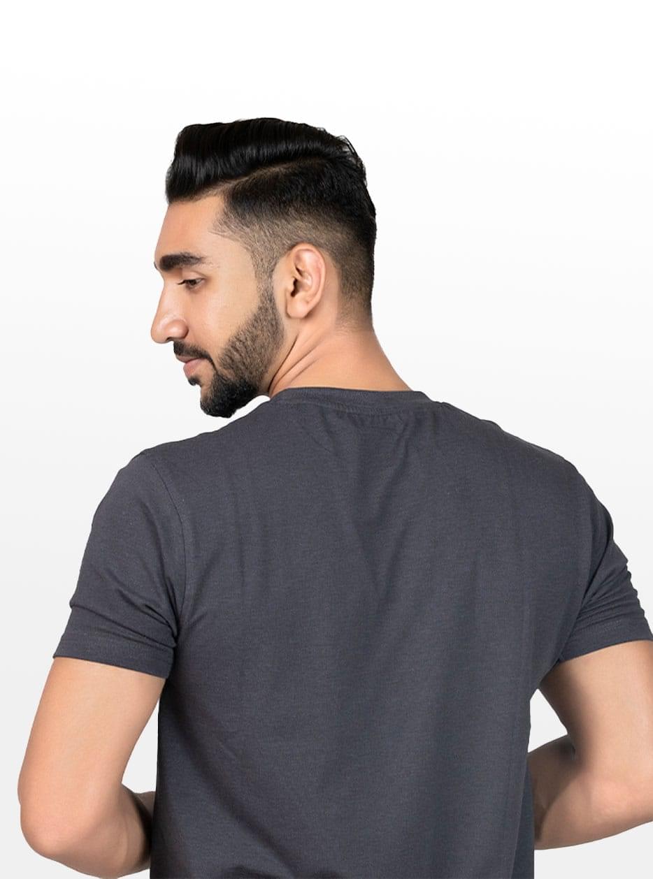 Crew Neck Charcoal Milange T-shirt - Image 4